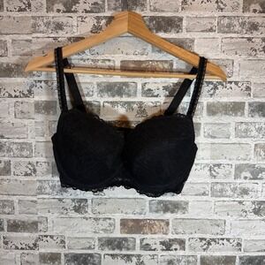 Le Mystere Scarlett Black Lace Underwire Bra 7139 Womens 36F Full Coverage